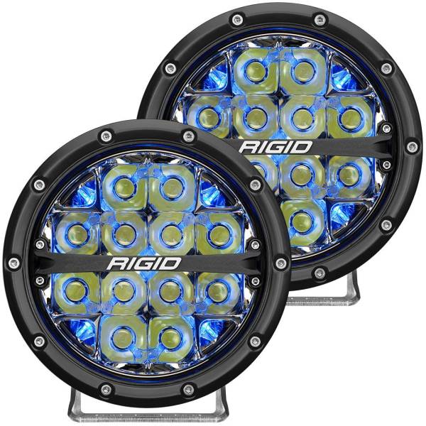 Rigid Industries - 360-Series 6 Inch Led Off-Road Spot Beam Blue Backlight Pair RIGID Industries