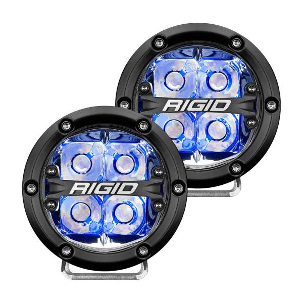 Rigid Industries - 360-Series 4 Inch Led Off-Road Spot Beam Blue Backlight Pair RIGID Industries