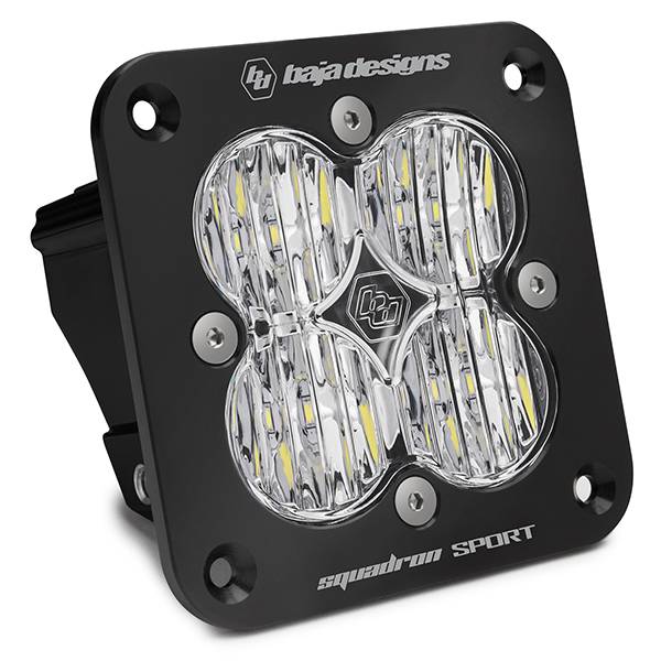 Baja Designs - Flush Mount LED Light Pod Black Clear Lens Wide Cornering Pattern Squadron Sport Baja Designs