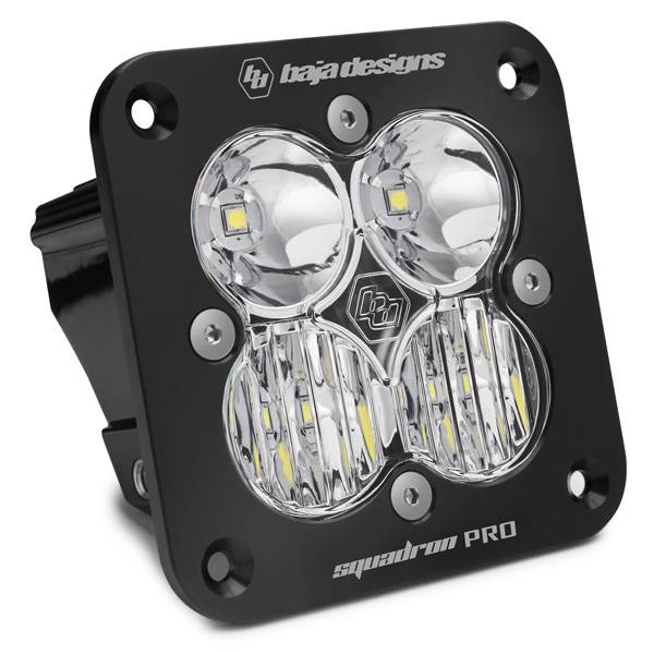 Baja Designs - Flush Mount LED Light Pod Black Clear Lens Driving/Combo Pattern Squadron Pro Baja Designs