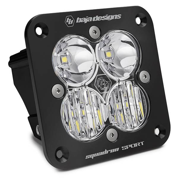 Baja Designs - Flush Mount LED Light Pod Black Clear Lens Driving/Combo Pattern Squadron Sport Baja Designs