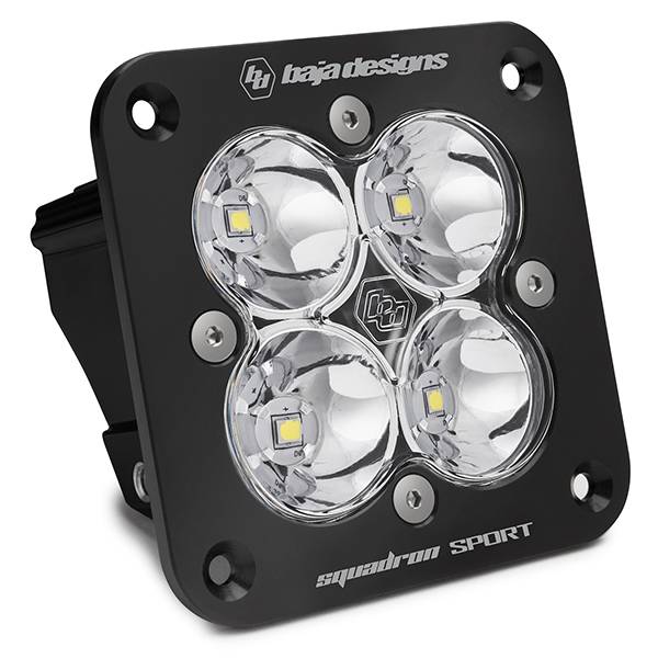 Baja Designs - Flush Mount LED Light Pod Black Clear Lens Work/Scene Pattern Squadron Sport Baja Designs