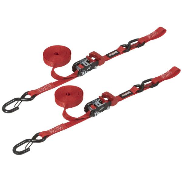 PRP Seats - Speed Strap 1" x 15' Ratchet Tie Down w/ Snap 'S' Hooks and Soft Tie (2Pack)
