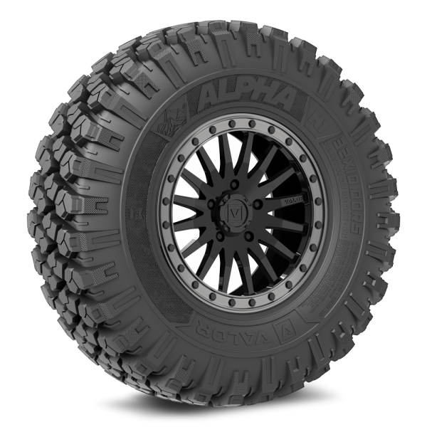 Valor Offroad - V06 Gloss Black Beadlock UTV Wheel on Alpha UTV Tires