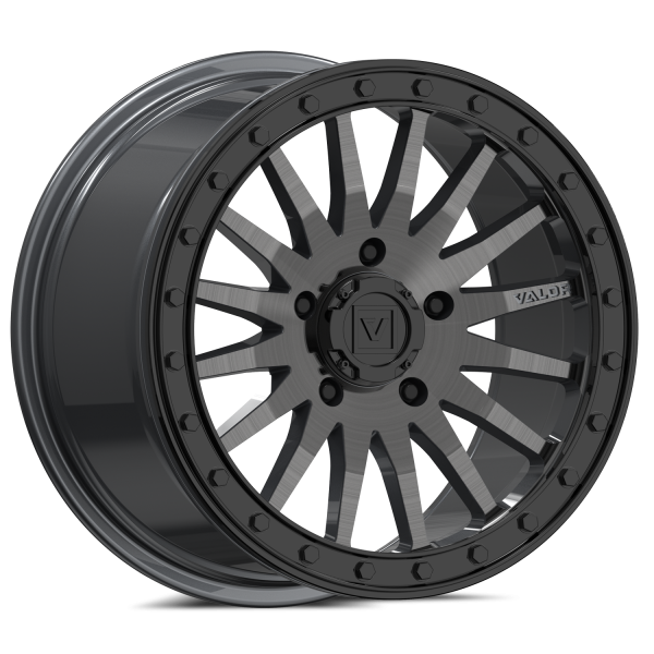 Valor Offroad - V06 Beadlock UTV Wheel - Brushed Gunmetal - Polaris RZR 5 Lug