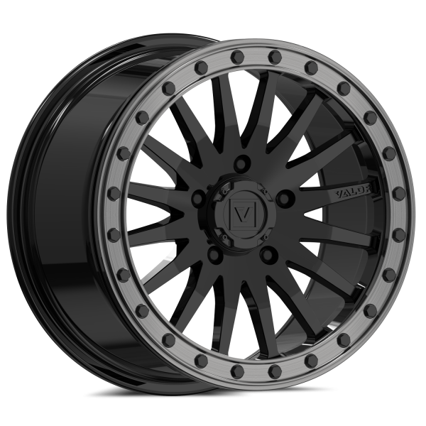 Valor Offroad - V06 Beadlock UTV Wheel - Gloss Black - Polaris RZR 5 Lug