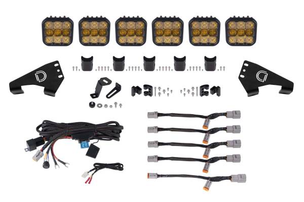 Diode Dynamics - 20-Present Polaris RZR SS5 Pro CrossLink Roof Yellow Combo Lightbar Kit Diode Dynamics