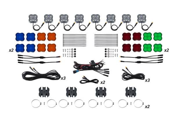 Diode Dynamics - Stage Series SXS Rock Light Installer Kit, White Diffused M8 (8-pack)