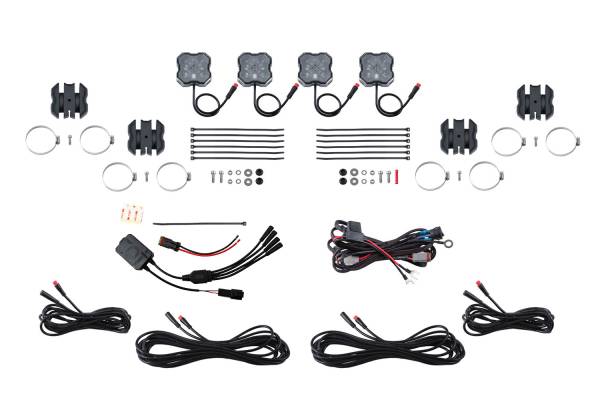 Diode Dynamics - Stage Series SXS Rock Light Installer Kit, RGBW M8 w/Controller (4-pack)