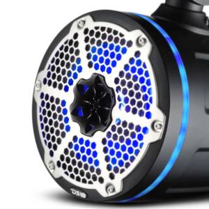 DS18 Audio - DS18 HYDRO NXL-X8TPNEO/BK 8" Marine Water Resistant Wakeboard Tower Neodymium Speaker with Built-in passive Radiator Bass Enhancer, 1" Driver and RGB LED Light 550 Watts - Black - Image 2