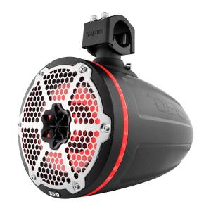 DS18 Audio - DS18 HYDRO NXL-X8TPNEO/BK 8" Marine Water Resistant Wakeboard Tower Neodymium Speaker with Built-in passive Radiator Bass Enhancer, 1" Driver and RGB LED Light 550 Watts - Black - Image 5