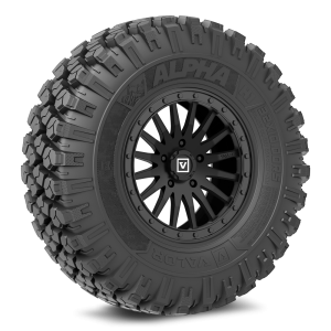 V06 Satin Black Beadlock SXS Wheel on Alpha UTV Tires